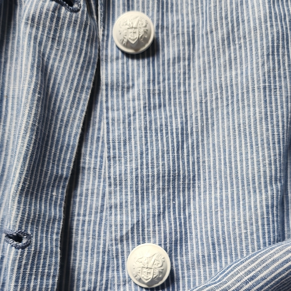 GAP Blue and White Striped Blazer with Polka Dot Lining - Picture 4 of 7